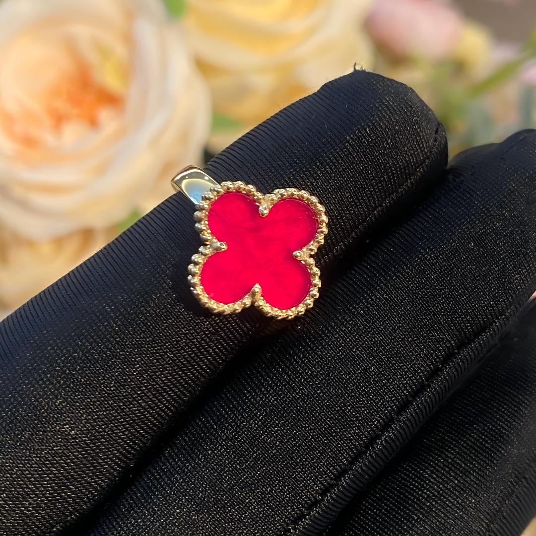 [Cadisa]NEW CLOVER PINK ENAMEL RINGS