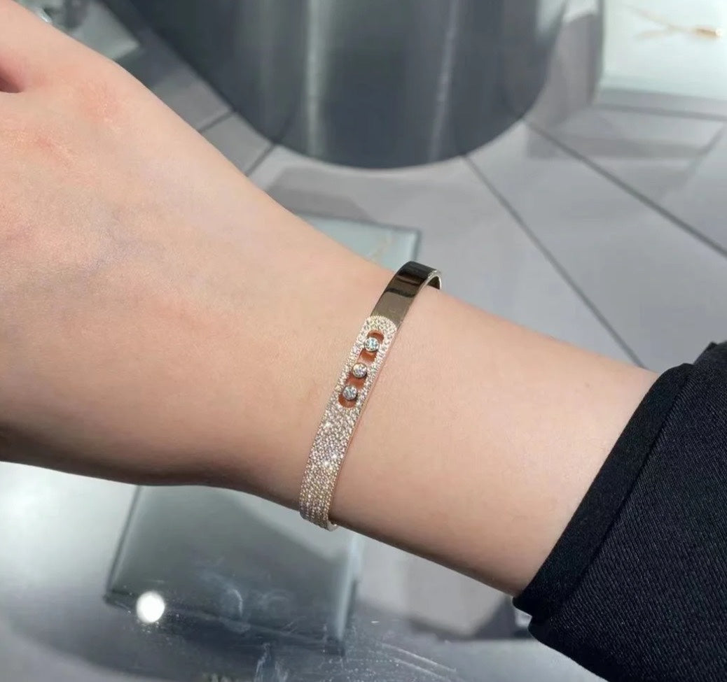 [Cadisa]Move Noa Rose Gold Pavé Diamond Bangle Bracelet