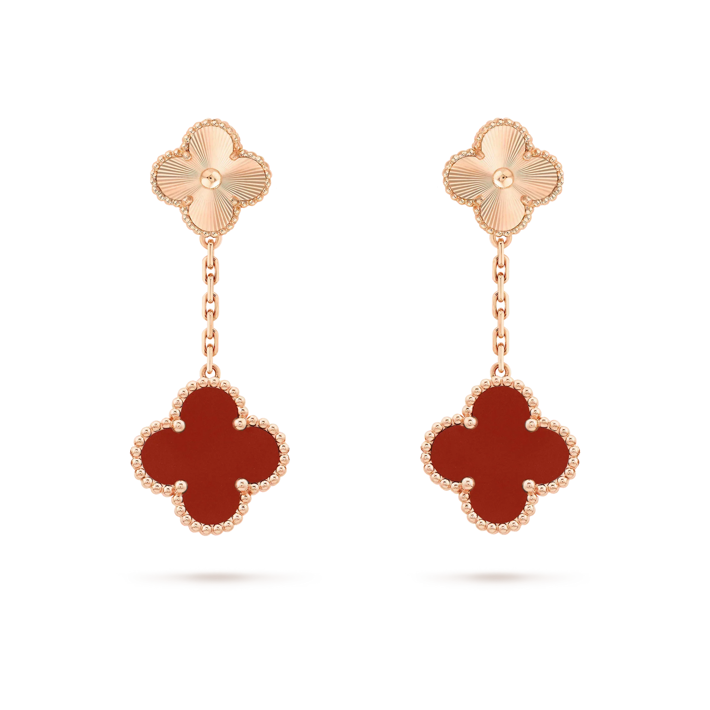 [Gaonasi]CLOVER 2 MOTIF  LASER CARNELIAN EARRINGS