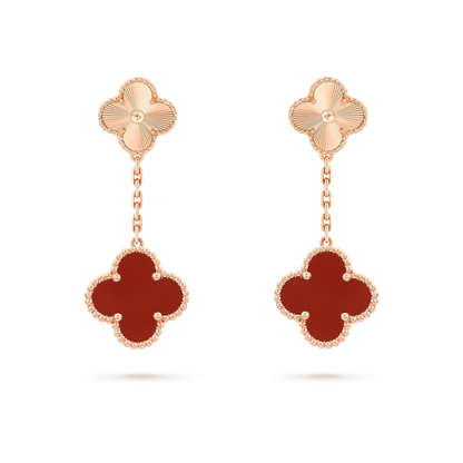 [Gaonasi]CLOVER 2 MOTIF  LASER CARNELIAN EARRINGS