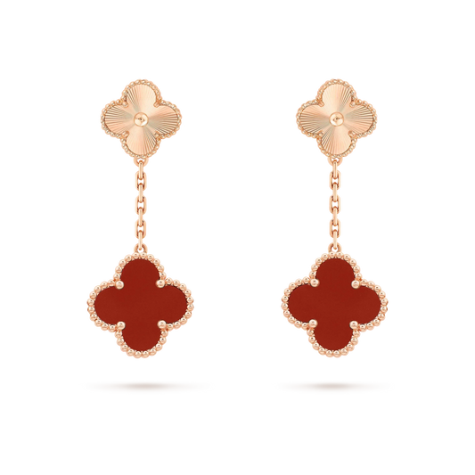 [Gaonasi]CLOVER 2 MOTIF  LASER CARNELIAN EARRINGS