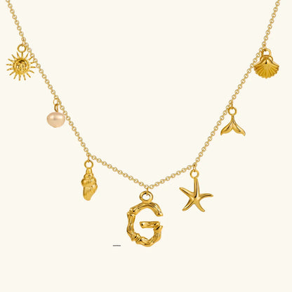 [Gaonasi]Avaria Ocean Initial Necklace