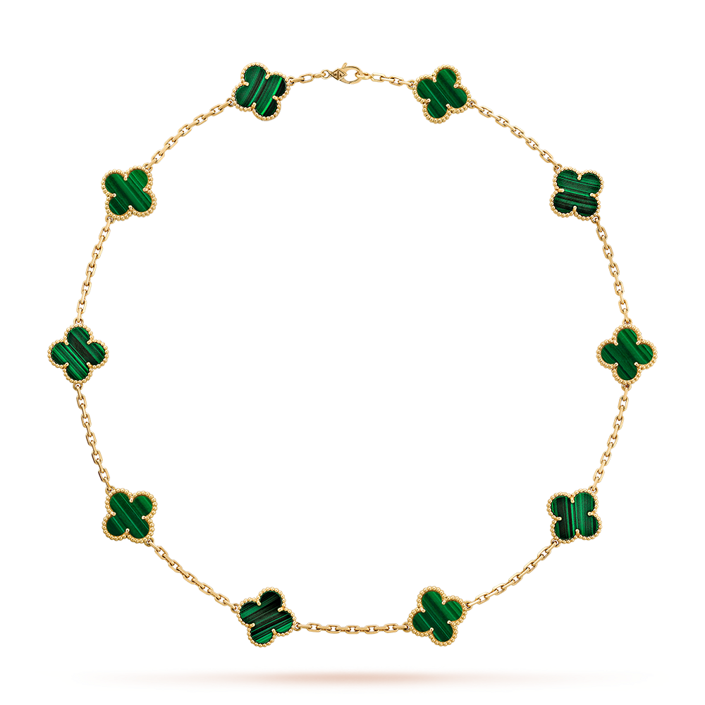 [Gaonasi]CLOVER 10 MOTIFS MALACHITE NECKLACE