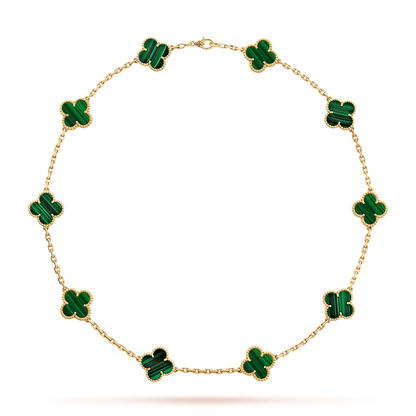 [Gaonasi]CLOVER 10 MOTIFS MALACHITE NECKLACE