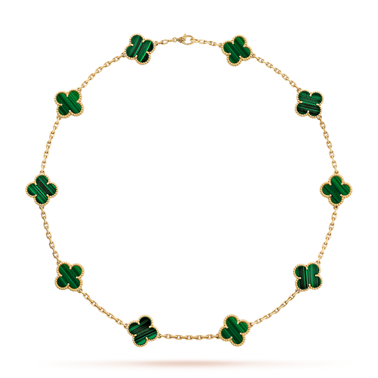 [Gaonasi]CLOVER 10 MOTIFS MALACHITE NECKLACE