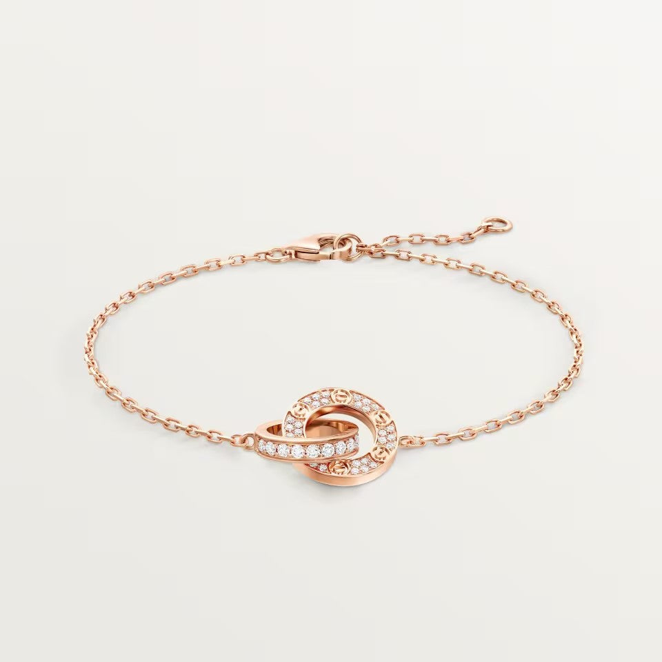 [Gaonasi Jewelry]LOVE DOUBLE RING FULL DIAMOND BRACELET