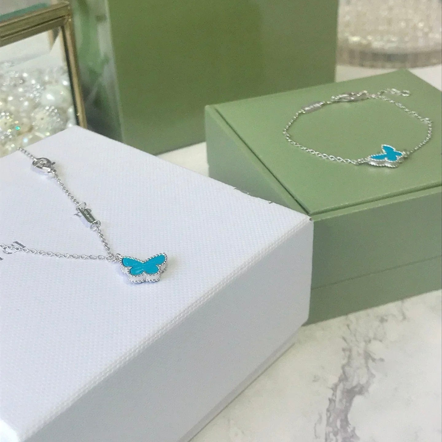 [Gaonasi]BUTTERFLY TURQUOISE BUTTERFLY BRACELET SILVER