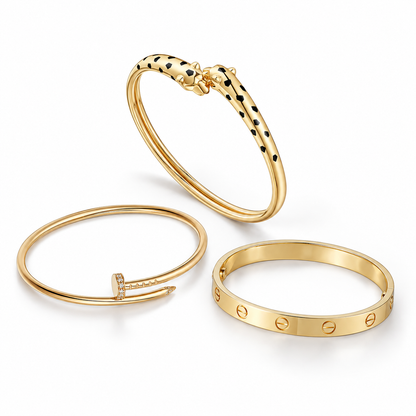 [Cadisa] Panthère & LOVE  & JUSTE  Diamond Bracelet Stack Set