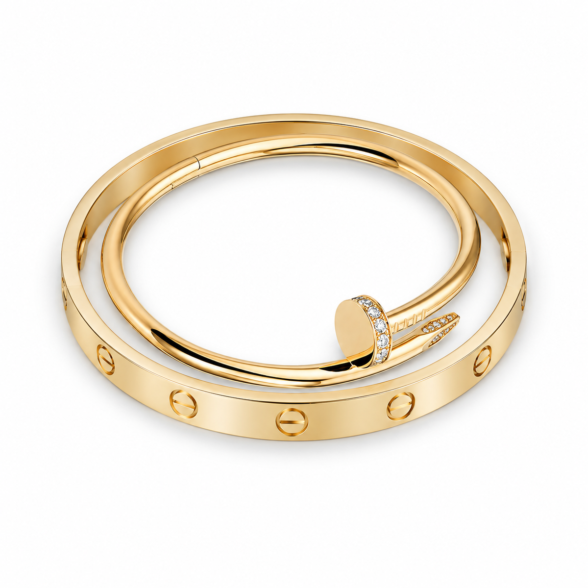 [Cadisa] LOVE Classic & JUSTE Diamond Bracelet Stack Set