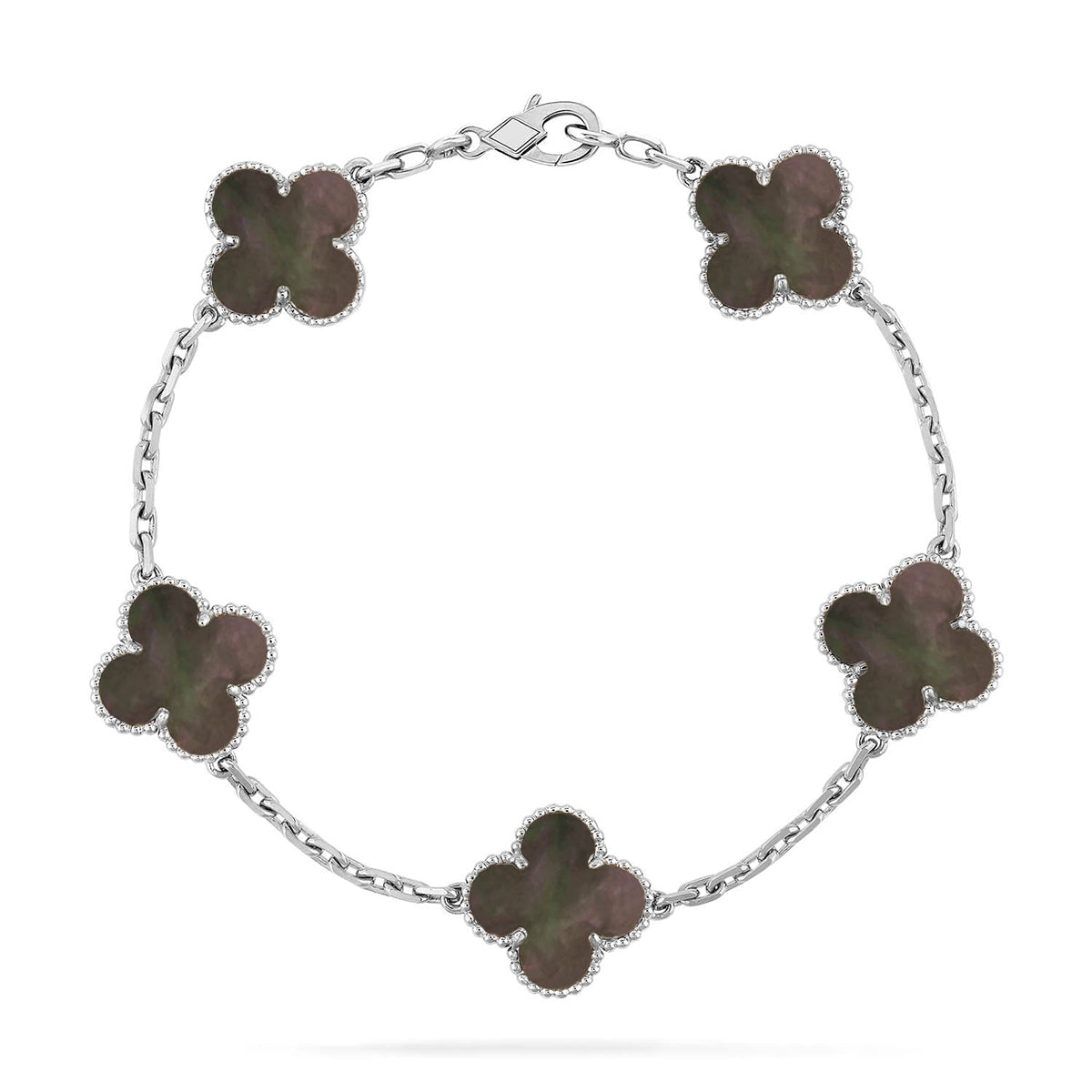 [Gaonasi] CLOVER 5 MOTIF GRAY MOP BRACELET COLLECTION