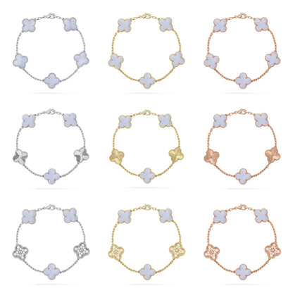 [Gaonasi] CLOVER 5 MOTIF PURPLE CHALCEDONY BRACELET COLLECTION