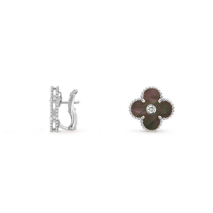 [Gaonasi]CLOVER SILVER 15MM MOP DIAMOND EARRINGS COLLECTION