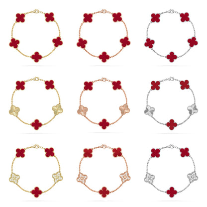[Gaonasi] CLOVER 5 MOTIF RED CORNELIAN BRACELET COLLECTION
