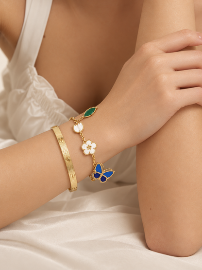 [Cadisa] Lucky Spring Butterfly 5-Motif & LOVE Unlimited Bracelet Stack Set