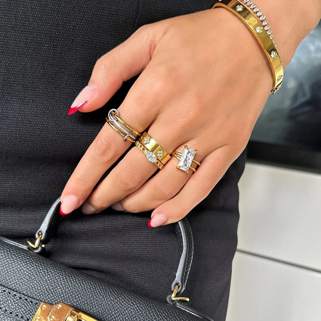 [Gaonasi]Chastity Diamond Ring Stack