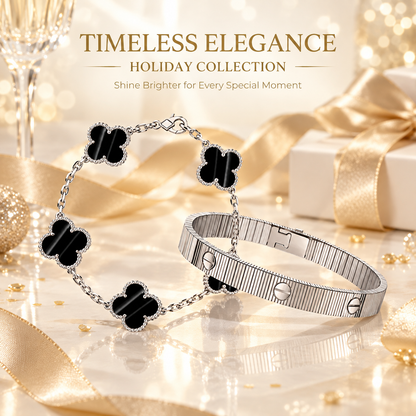 [Cadisa] Clover 5-Motif & LOVE Unlimited Bracelet Set