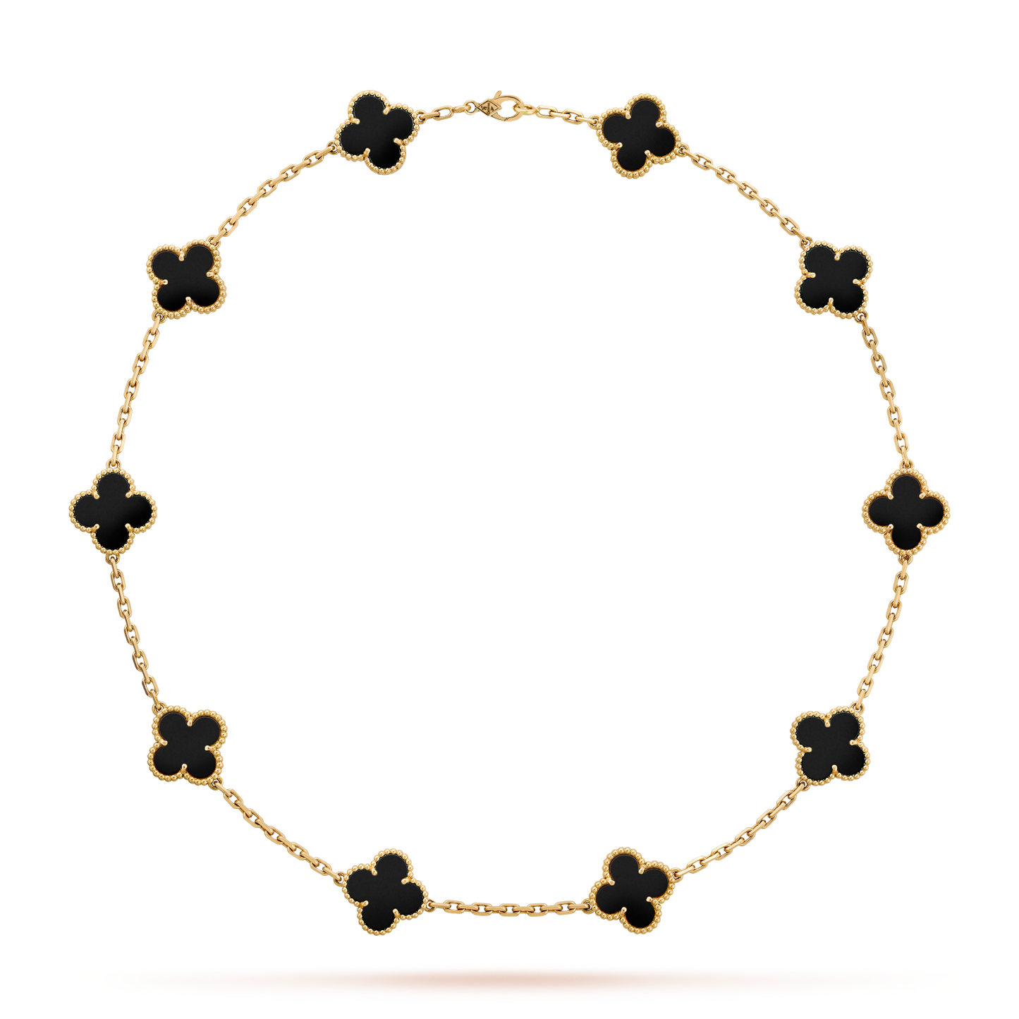 [Gaonasi]CLOVER 10 MOTIFS ONYX NECKLACE