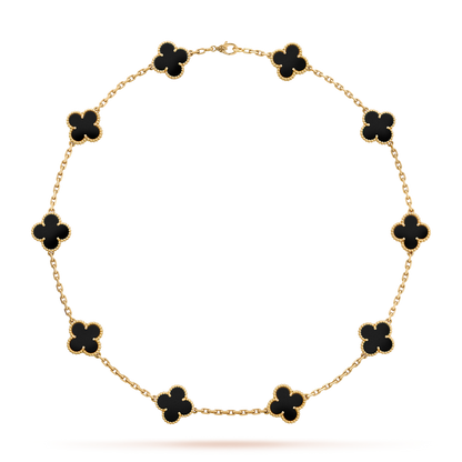 [Gaonasi]CLOVER 10 MOTIFS ONYX NECKLACE