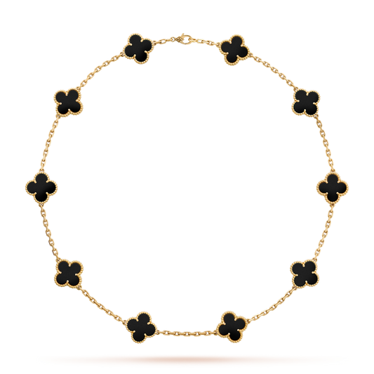 [Gaonasi]CLOVER 10 MOTIFS ONYX NECKLACE