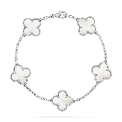 [Gaonasi]CLOVER WHITE PEARL MOP 5 MOTIF BRACELET COLLECTION