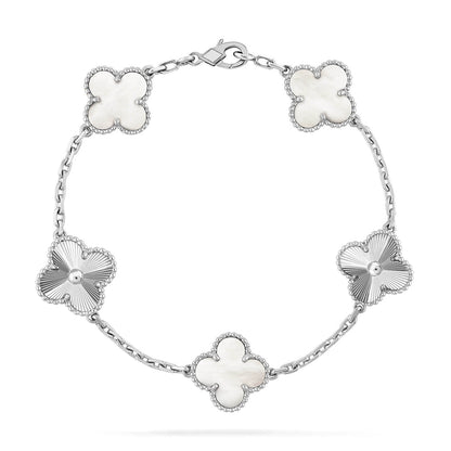 [Gaonasi]CLOVER WHITE PEARL MOP 5 MOTIF BRACELET COLLECTION