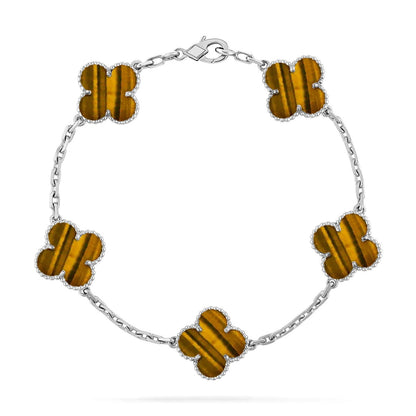 [Gaonasi] CLOVER 5 MOTIFS TIGER EYE BRACELET COLLECTION