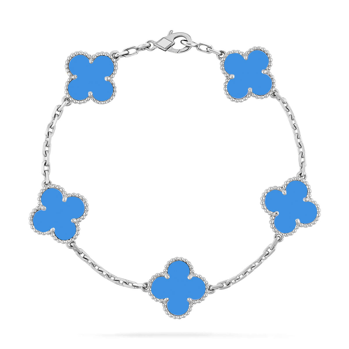 [Gaonasi] CLOVER 5 MOTIF BLUE AGATE BRACELET COLLECTION
