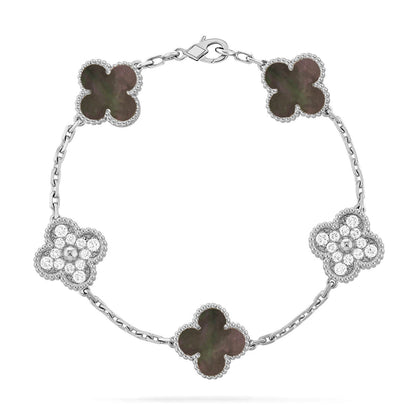 [Gaonasi] CLOVER 5 MOTIF GRAY MOP BRACELET COLLECTION