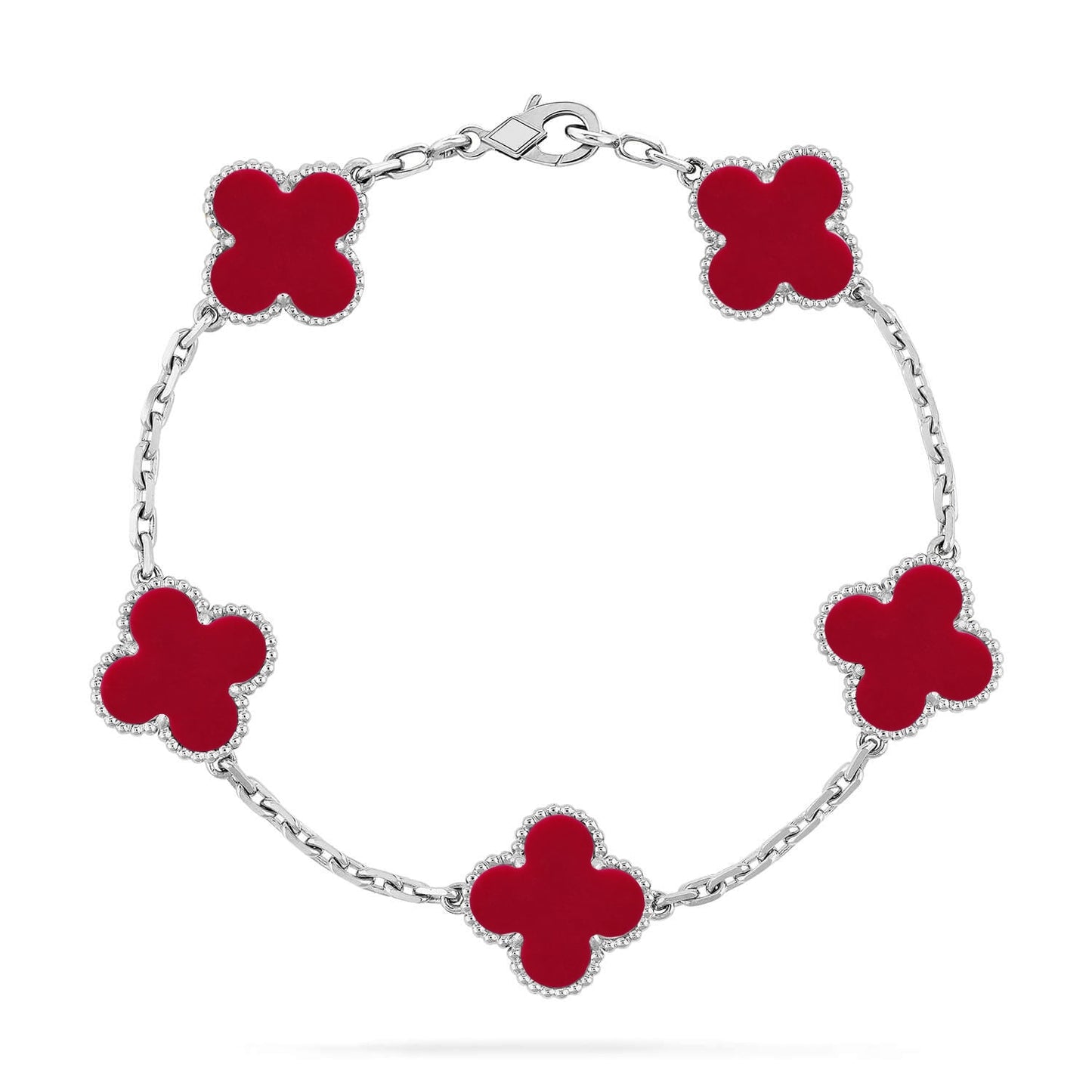 [Gaonasi] CLOVER 5 MOTIF RED CORNELIAN BRACELET COLLECTION
