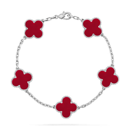 [Gaonasi] CLOVER 5 MOTIF RED CORNELIAN BRACELET COLLECTION