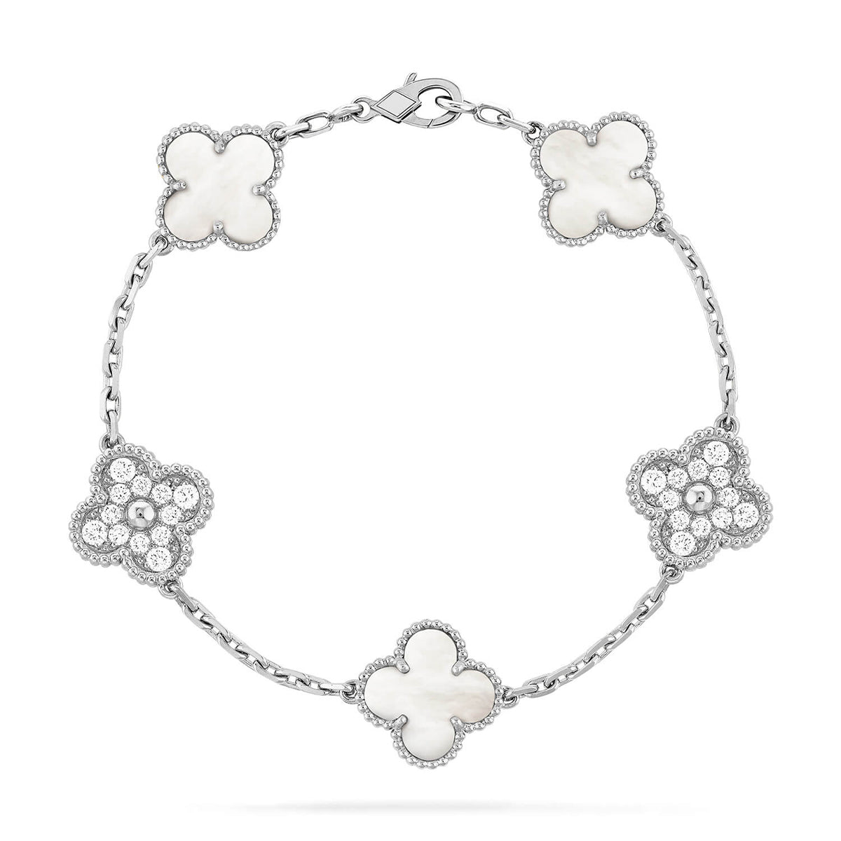 [Gaonasi]CLOVER WHITE PEARL MOP 5 MOTIF BRACELET COLLECTION