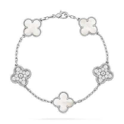 [Gaonasi]CLOVER WHITE PEARL MOP 5 MOTIF BRACELET COLLECTION