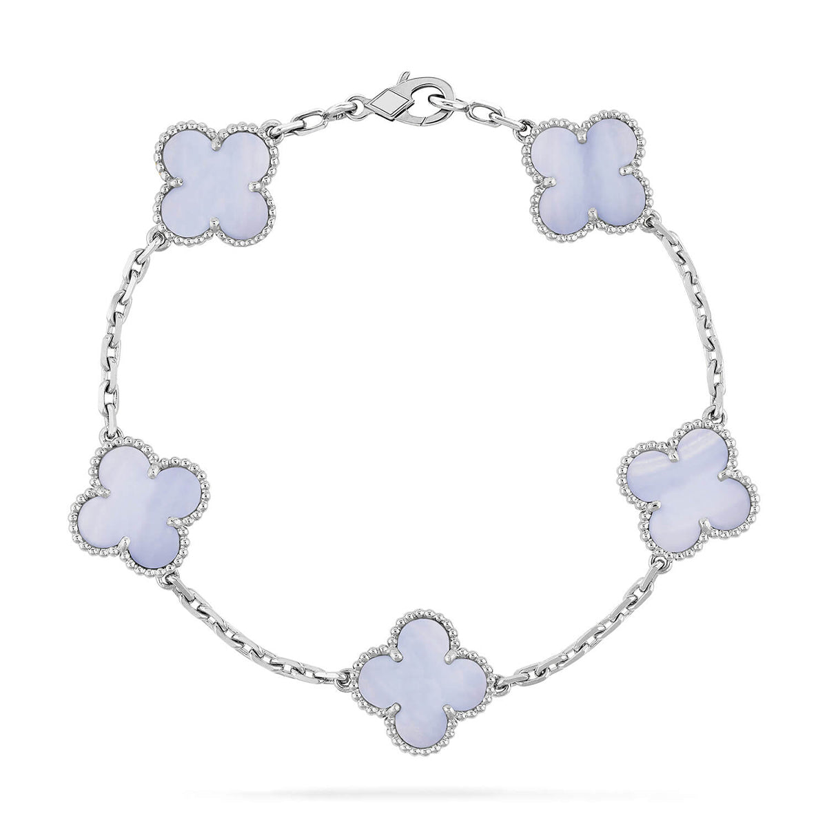 [Gaonasi] CLOVER 5 MOTIF PURPLE CHALCEDONY BRACELET COLLECTION