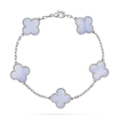 [Gaonasi] CLOVER 5 MOTIF PURPLE CHALCEDONY BRACELET COLLECTION