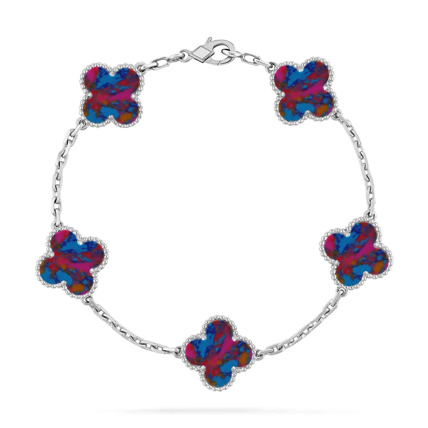 [Gaonasi]CLOVER 5 MOTIF COLOR GEMSTONES BRACELET COLLECTION