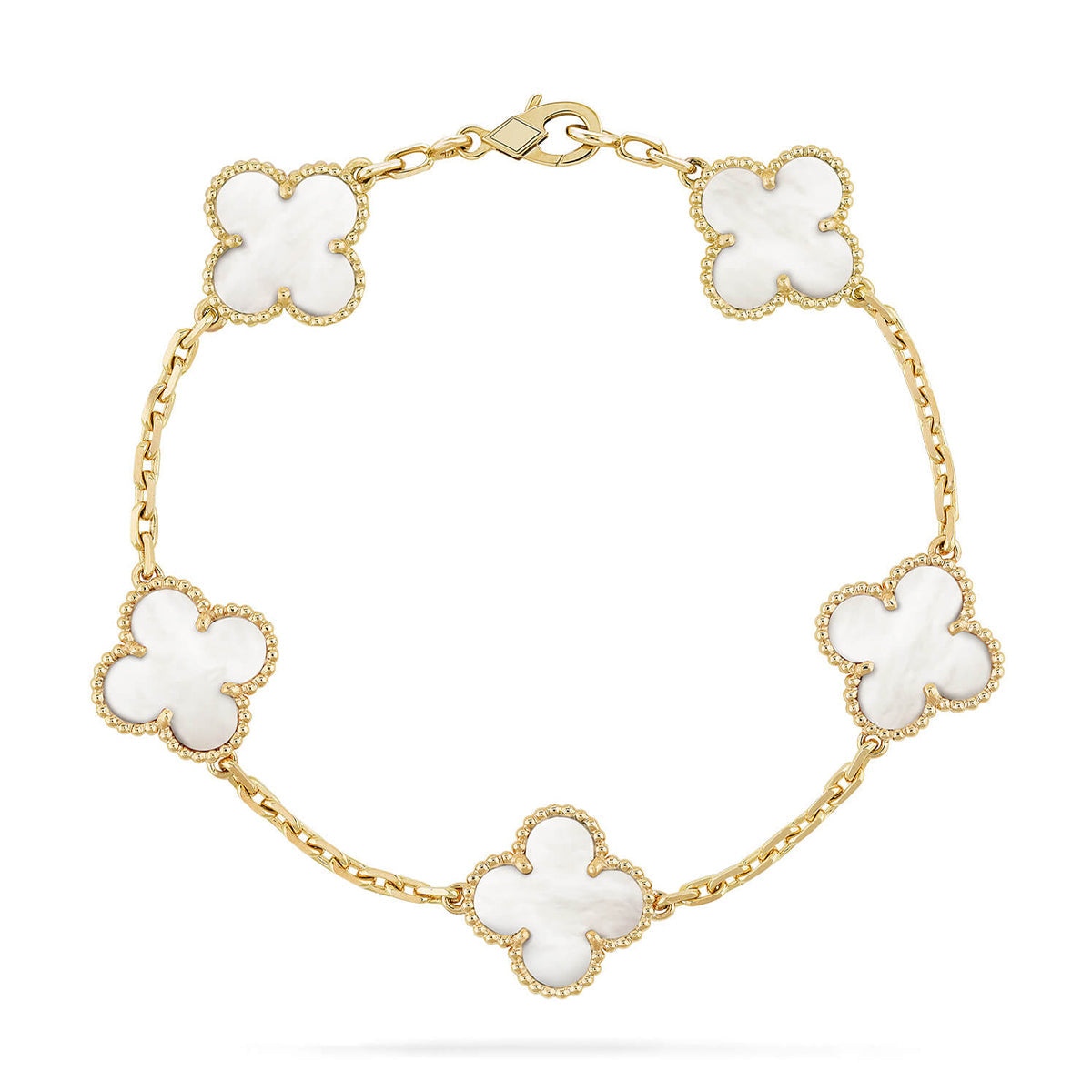 [Gaonasi]CLOVER WHITE PEARL MOP 5 MOTIF BRACELET COLLECTION