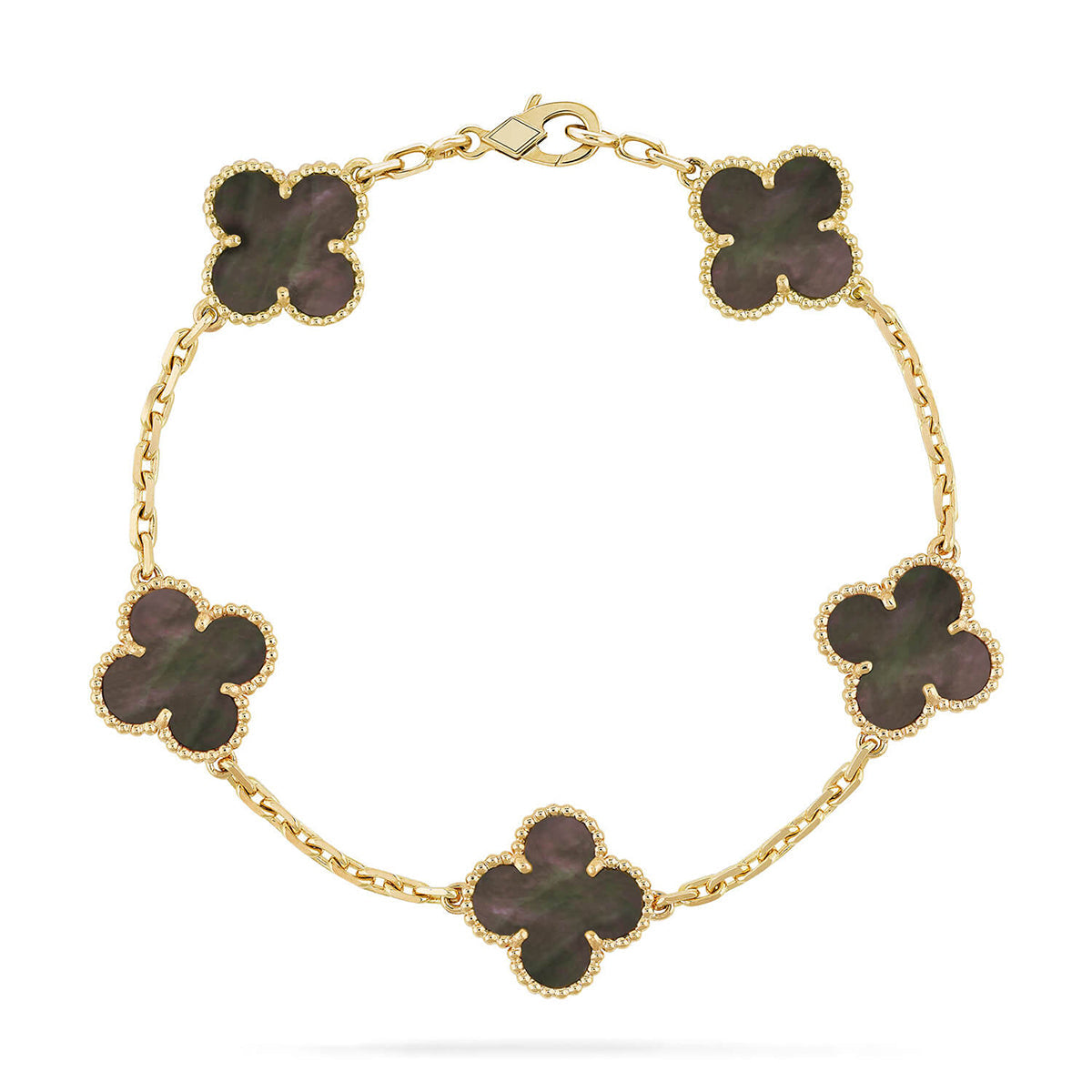 [Gaonasi] CLOVER 5 MOTIF GRAY MOP BRACELET COLLECTION