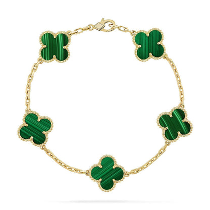 [Gaonasi] CLOVER 5 MOTIF MALACHITE BRACELET COLLECTION