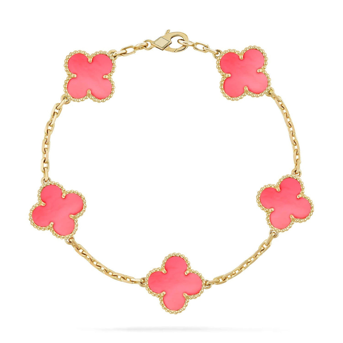 [Gaonasi] CLOVER 5 MOTIFS  PINK MOP BRACELET COLLECTION