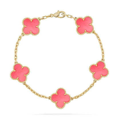 [Gaonasi] CLOVER 5 MOTIFS  PINK MOP BRACELET COLLECTION