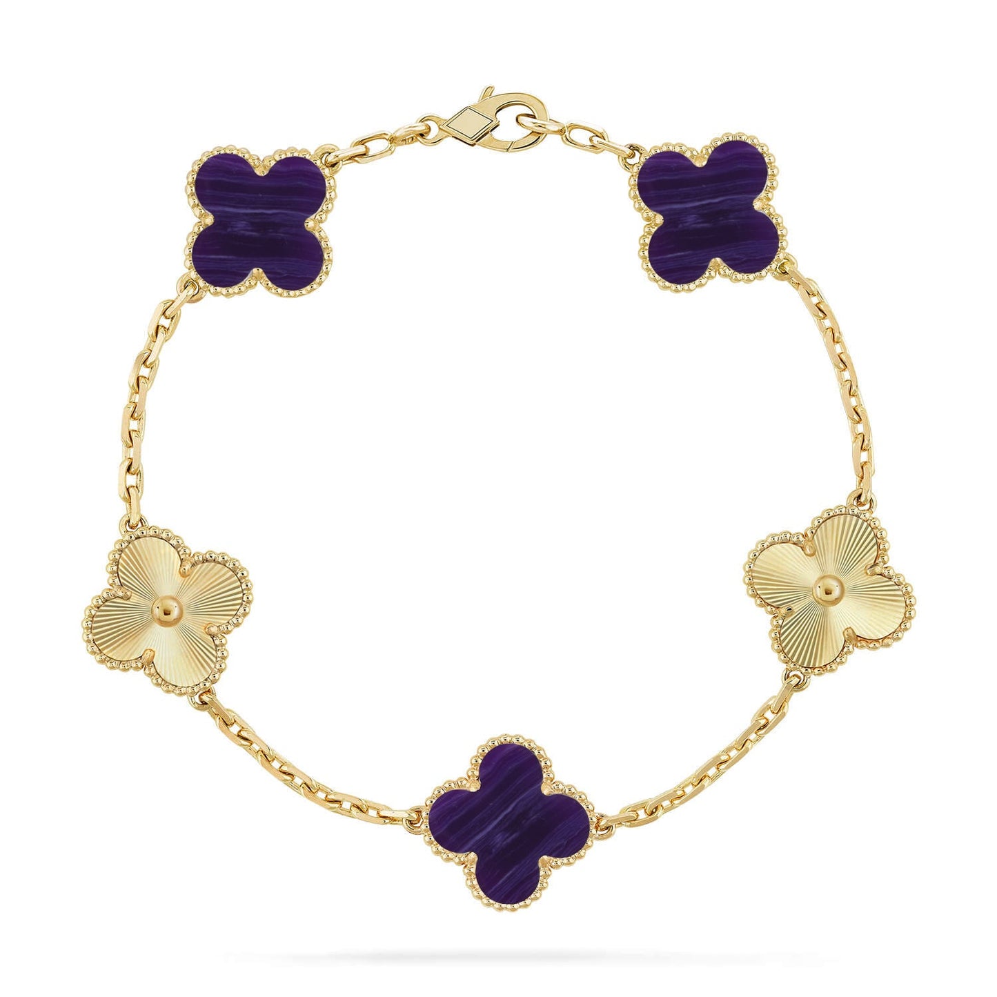 [Gaonasi]CLOVER 5 MOTIF PURPLE STRIPES BRACELET COLLECTION