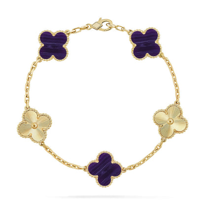 [Gaonasi]CLOVER 5 MOTIF PURPLE STRIPES BRACELET COLLECTION