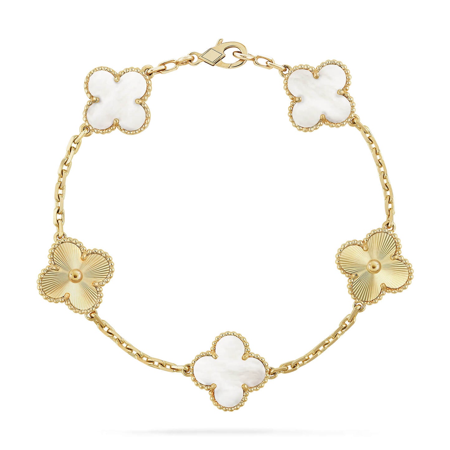 [Gaonasi]CLOVER WHITE PEARL MOP 5 MOTIF BRACELET COLLECTION