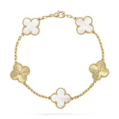 [Gaonasi]CLOVER WHITE PEARL MOP 5 MOTIF BRACELET COLLECTION
