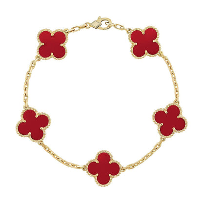 [Gaonasi] CLOVER 5 MOTIF RED CORNELIAN BRACELET COLLECTION