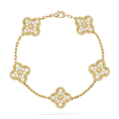 [Gaonasi] CLOVER 5 MOTIF FULL DIAMOND BRACELET COLLECTION