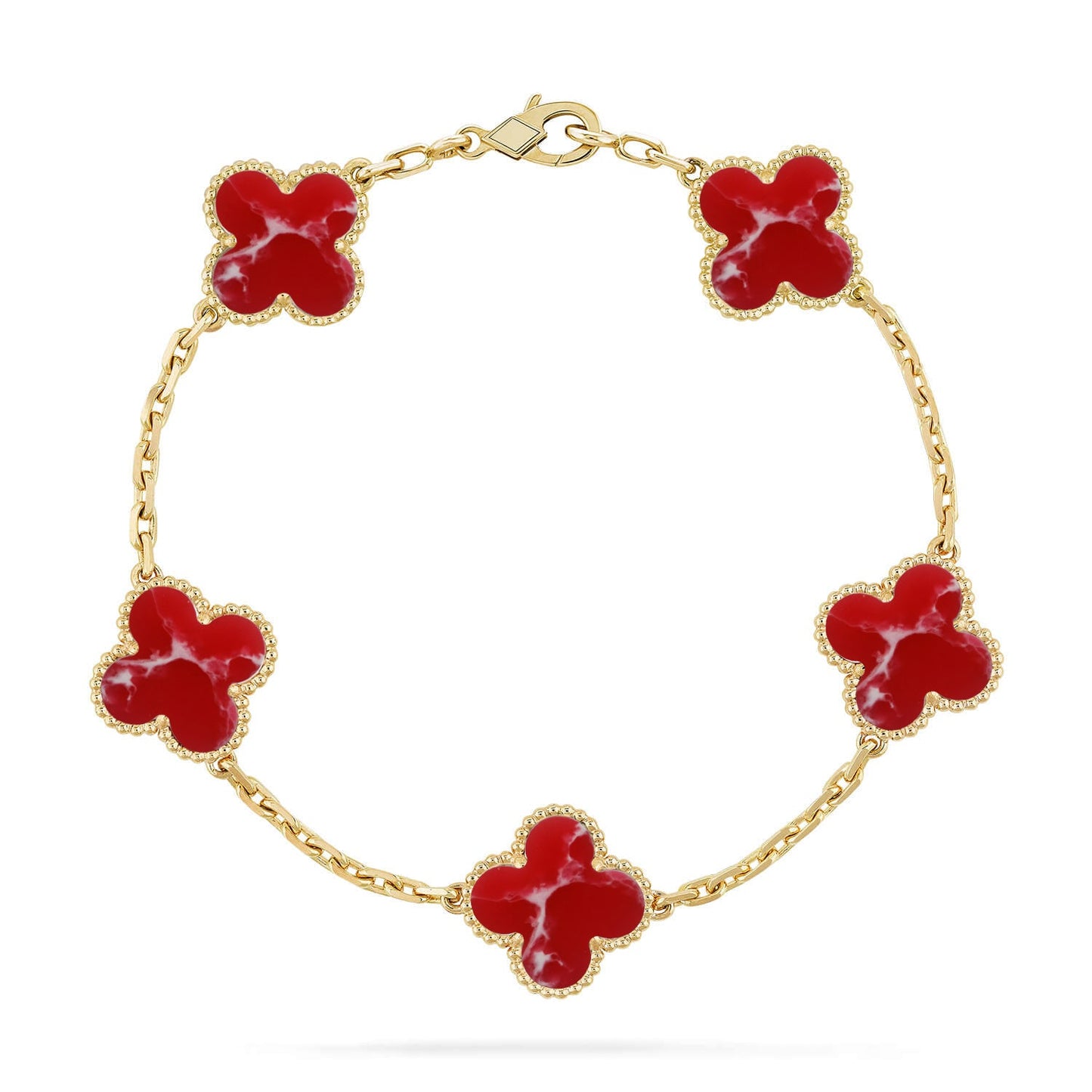 [Gaonasi]CLOVER 5 MOTIF RED PATTERN BRACELET COLLECTION