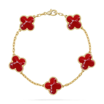 [Gaonasi]CLOVER 5 MOTIF RED PATTERN BRACELET COLLECTION