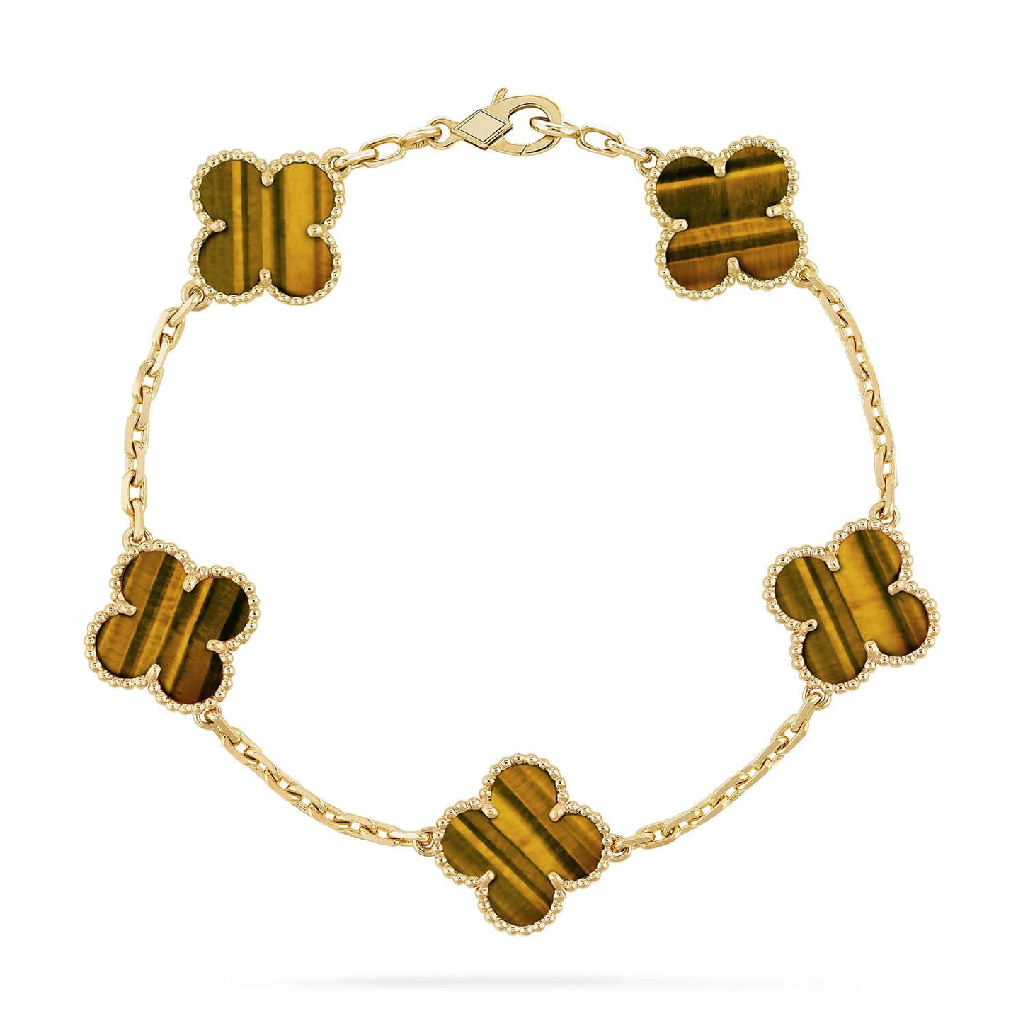 [Gaonasi] CLOVER 5 MOTIFS TIGER EYE BRACELET COLLECTION