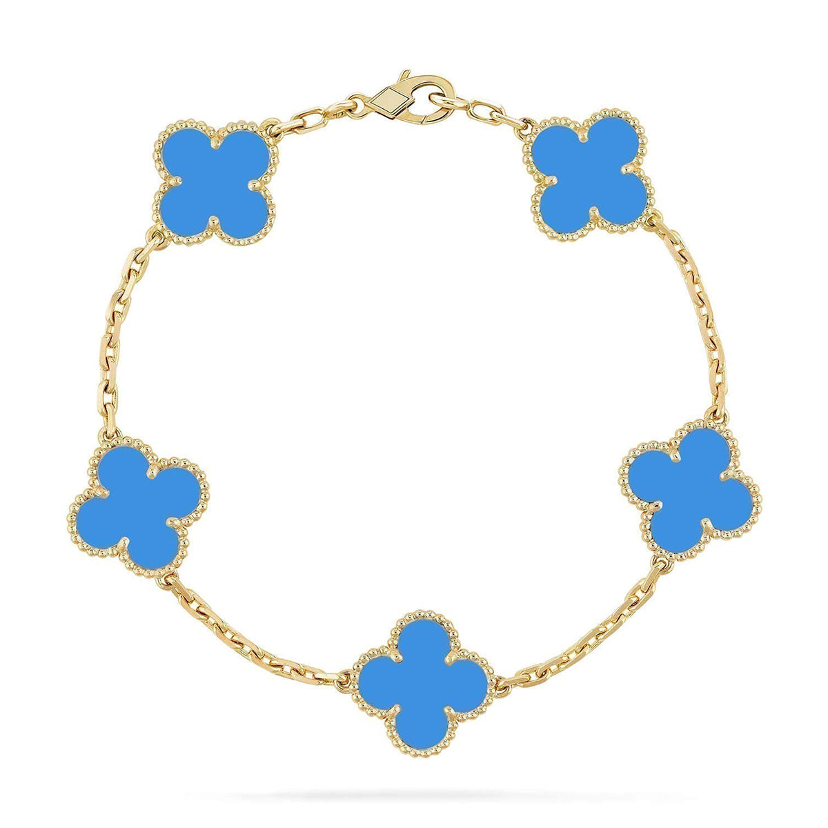 [Gaonasi] CLOVER 5 MOTIF BLUE AGATE BRACELET COLLECTION
